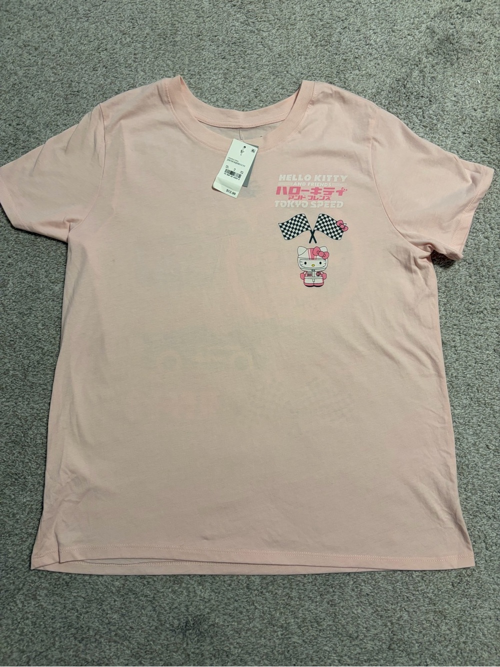 NWT Hello Kitty Light Pink Racing Graphic Short Sleeve Tee